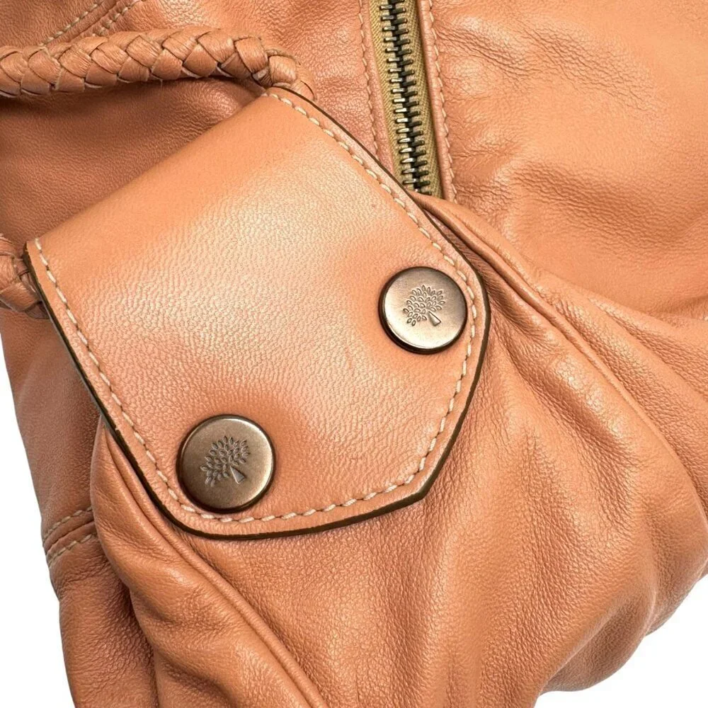 MULBERRY Araline Hobo Bag Peach Leather Tassels Boho Chic Luxury Designer